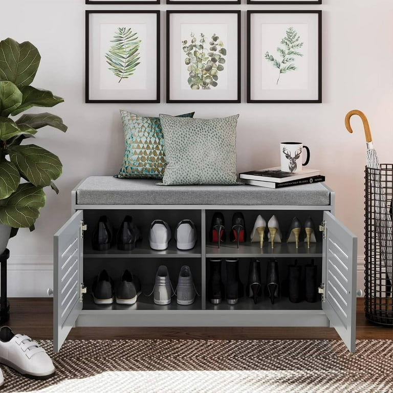 Hallway shoe storage bench grey discount