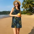 thumbnail image 3 of Easygdp Sunflowers para Vestido Transpirable de Mujer, Vestido Suelto de Manga Corta con Pliegues y Bolsillos para el Verano, 3 of 7