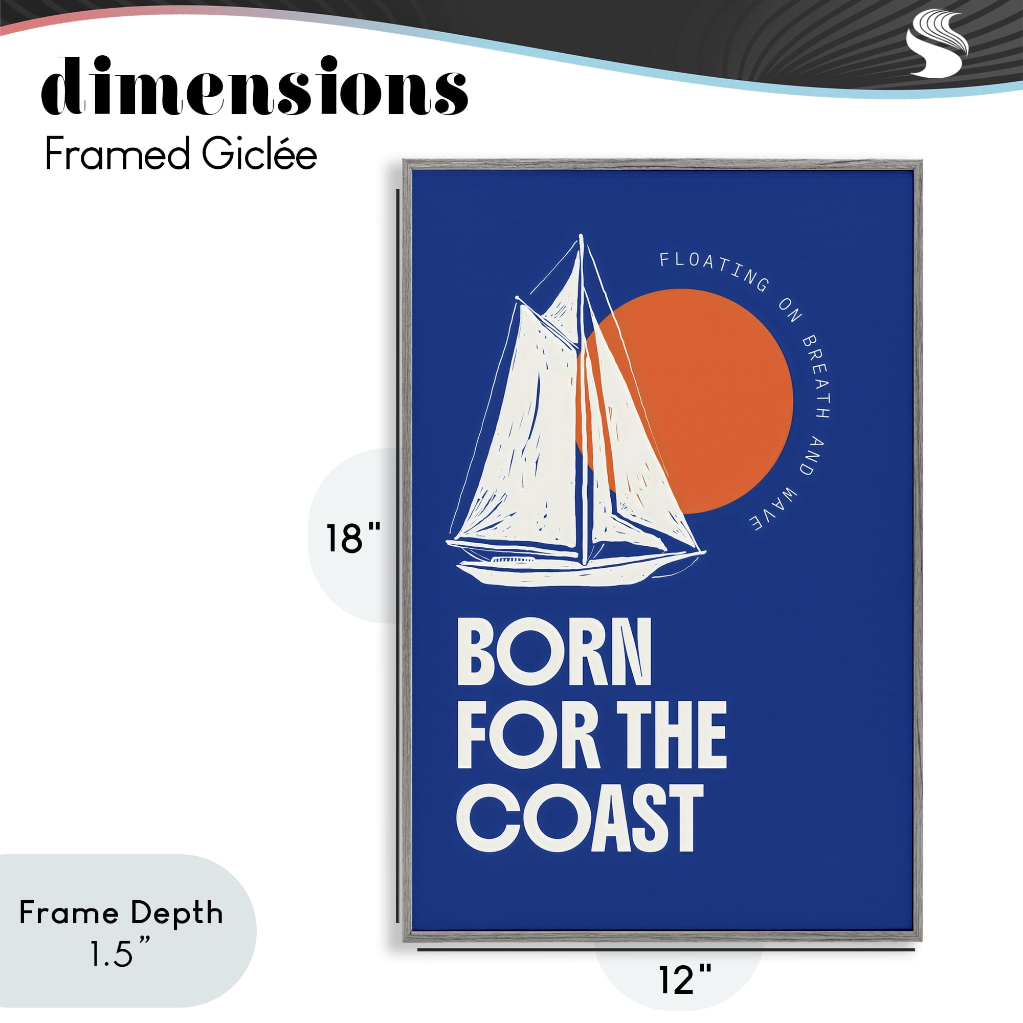 Stupell Industries Born For The Coast Gray Framed Giclee Art, design by Creative Studio