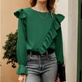 thumbnail image 2 of WIZUTIZ Fall Winter Shirt Women's Casual Sexy Fashion Solid Long Sleeve Tops Women V Neck Pullover Blouse, 2 of 7