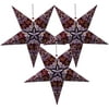 Just Artifacts Decorative Star Shaped Paper Lantern (24inch, Plum w/Pattern, Set of 3)