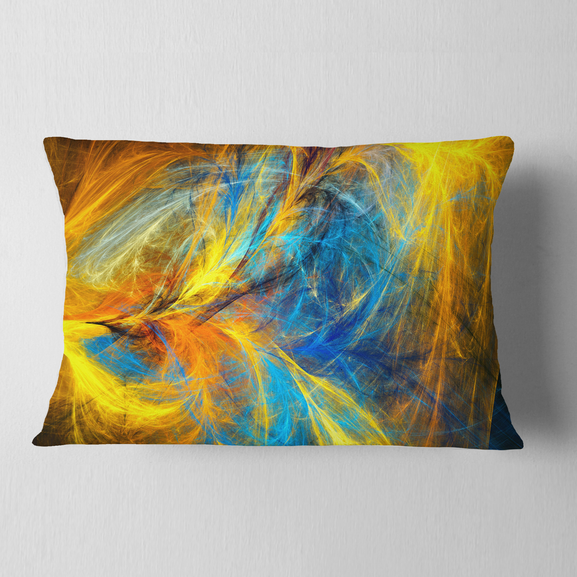 Designart 12" x 20" Blue Polyester Throw Pillow