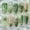 Flower Fake Nails-23, variant on 30 count Koi Press Nails Medium Almond Green Nails Water Droplets with White Flower Koi Fish Design Lucky Full Cover Glue Nails Spring False Nails for Women Manicure Salon Kits