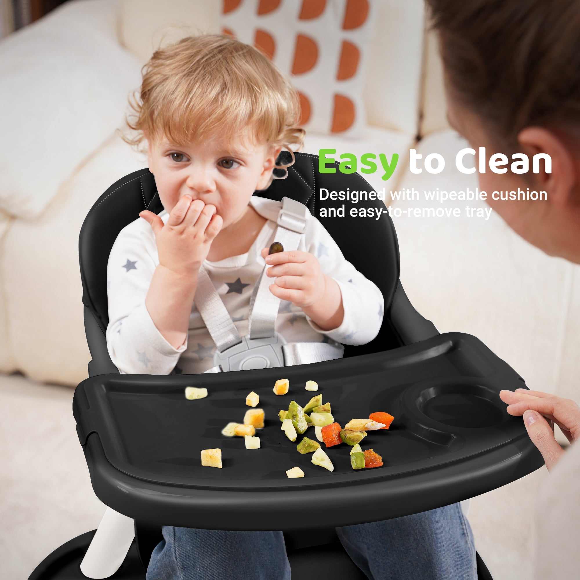 Babyeap 8-in-1 Baby High Chair, Feeding Chair, Table & Chair Set, Convertible Design for Babies & Toddlers,Black