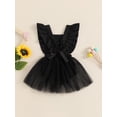 thumbnail image 5 of RUINIXCW Toddler Baby Girl Halloween Outfit Newborn Infant Baby Girls Witch Costume Summer Fall Romper Dress Flutter Sleeve Square Neck Tulle Dress, 5 of 9