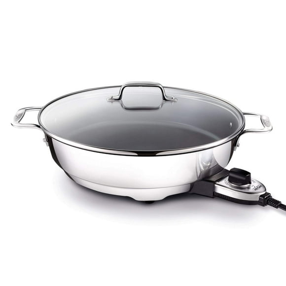 Sartén All-Clad Electrics de acero inoxidable y superficie antiadherente de 7 cuartos, 1800 vatios, control de temperatura, utensilios de cocina, ollas y sartenes, horno, asador, apto para lavavajilla