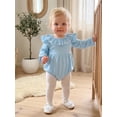 thumbnail image 6 of Loicainy Infant Baby Girls Fall Bodysuit 3 6 12 18 Months Long Sleeve Ruffled Round Neck Romper Clothes, 6 of 9