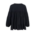 thumbnail image 2 of Women's Ruffle Tiered Lantern Sleeve Babydoll Oversized Long Sleeve Tops, Black, Large, 2 of 5