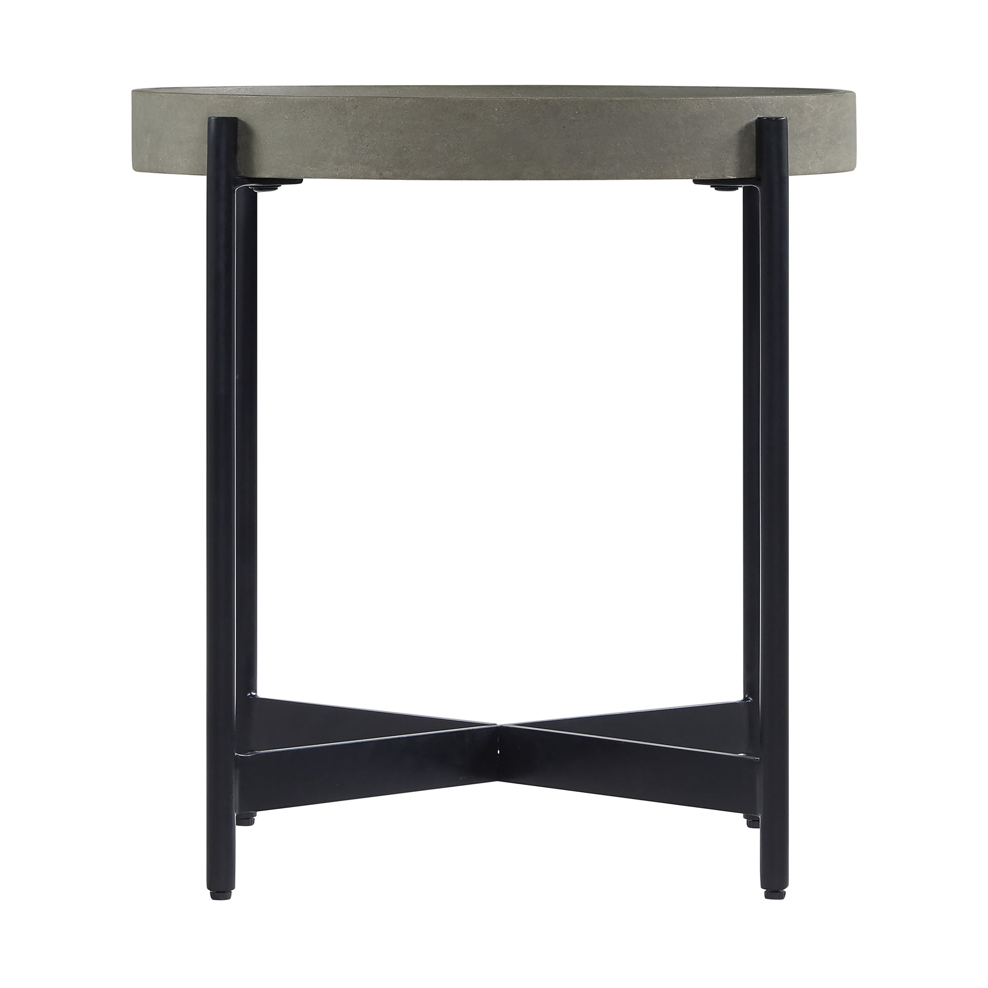 Alaterre Furniture Brookline Industrial Round Metal End Table, Gray/Black