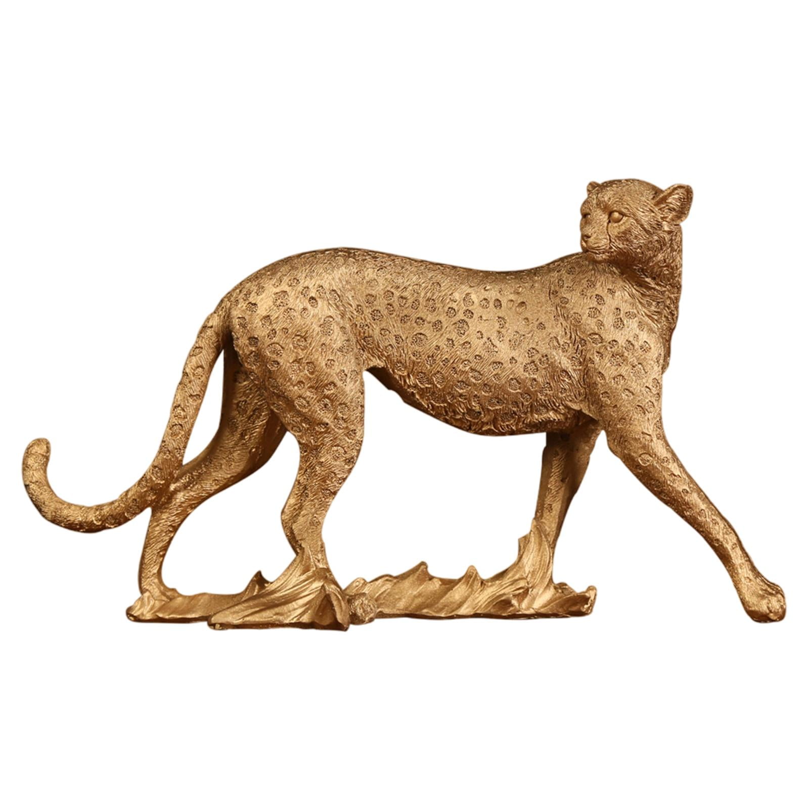 Resin Cheetah Statue Figurine Sculpture Home Office Decor Walking Leopard 