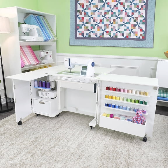 Arrow Sewing Wallaby Dual Rail Electric Sewing Cabinet, Ash-White