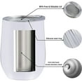 thumbnail image 4 of Stainless Steel Stemless Wine Glass Tumbler with Lid, Vacuum Insulated 12 Oz Cup | Spill Proof, Travel Friendly, Classic Cocktail Drinkware, 4 of 6