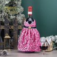 thumbnail image 1 of Housse de Bouteille de Vin Paillettes Robe Rouge Décoration de Bouteille de Vin Paillettes Bouteille de Noël pour Décoration de Table de Dîner de Noël, 1 of 9