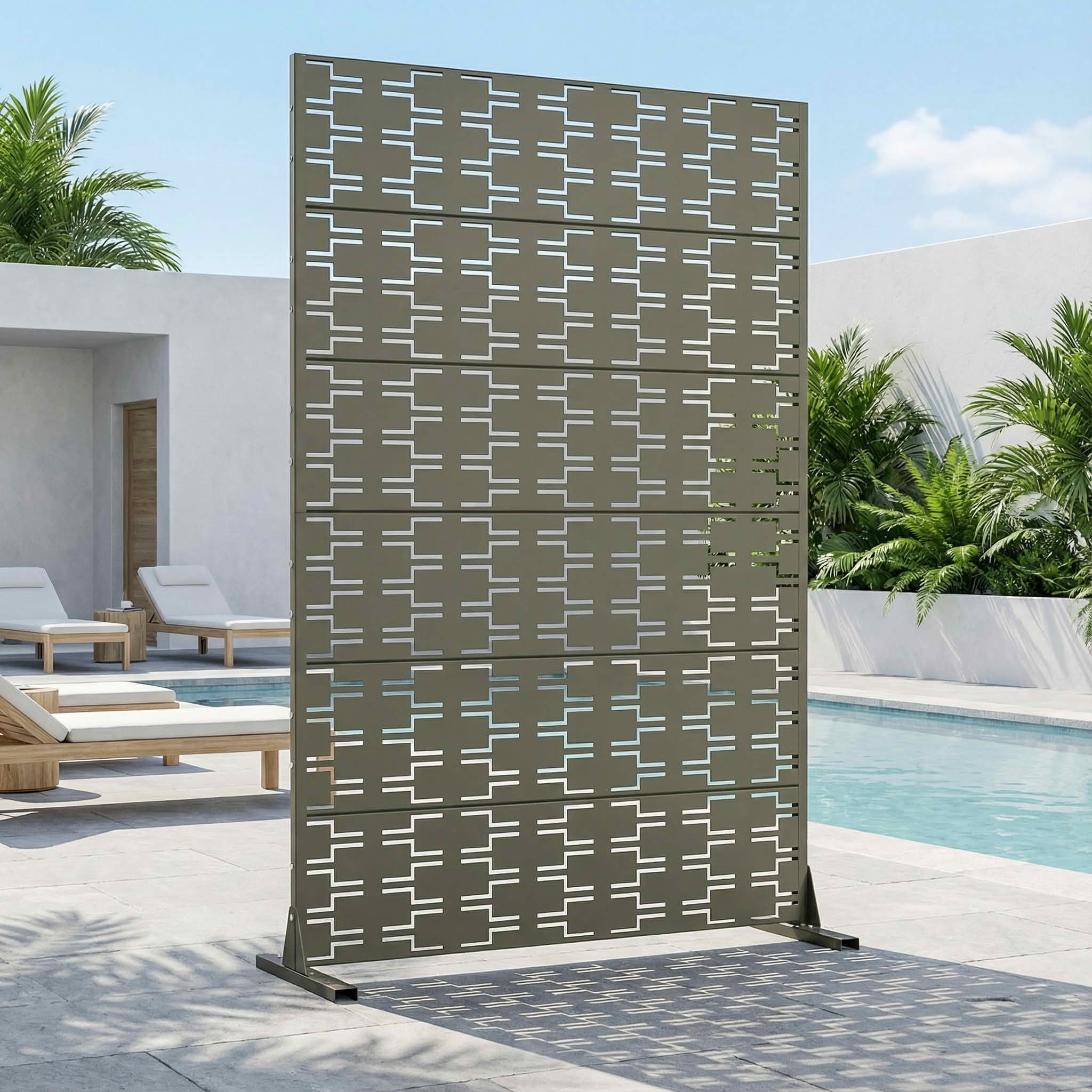MAYEERTY 72x47 Gray Outdoor Natural Privacy Panel Screen, 6 Piece Set Natural Folding Divider for Backyard and Garden
