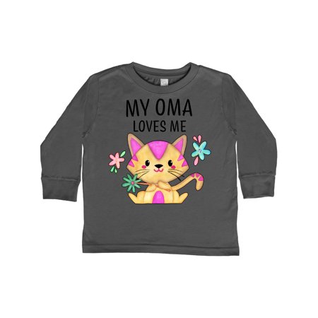 

Inktastic My Oma Loves Me with Cute Kitten and Flowers Gift Toddler Boy or Toddler Girl Long Sleeve T-Shirt