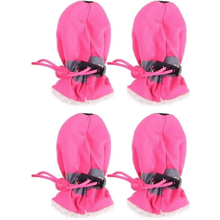 Shoes for Dogs Dog Snow Boots Paw Protectors Shoes with Adjustable Straps and Anti-Slip Sole Dog Rain Boots 4Pcs for Small Medium Dogs (Pink) Boots