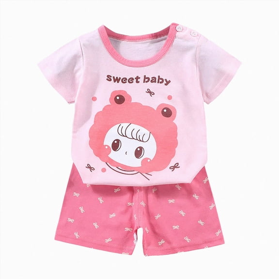 NOLDARES Baby Boy Summer Outfits 2pcs Short Sleeve Round Neck Tee Shirt Casual Drawstring Shorts Clothes(Pink,3-4 Y)