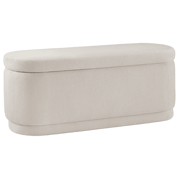 Bouclair Off White Corduroy Ottoman Bench with Storage