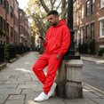 thumbnail image 7 of Delconic Mens Fleece Lined Hoodie and Jogger Set Casual Loose Fit Zip Front Hooded Sweatshirt and Drawstring Sweatpants Red 2XL, 7 of 7