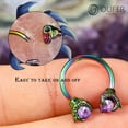 thumbnail image 3 of OUFER 316L Surgical Steel Captive Bead Rings Circular Earrings Two Amethyst Opals Surrounded by Dragon Claws Cartilage Earing Ear Body Piercing Jewelry Helix Earrings Piercing Horseshoe Rings, 3 of 7
