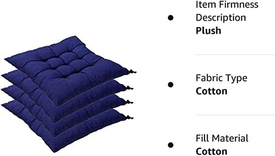 Nvzi Set of 4 Indoor/Outdoor Chair Cushion, Cotton Chair Pads Square, Cushions for Wicker Chair Seat, for Rocking, Dining, Patio, Camping, Kitchen Chairs (40X40cm),Sapphire