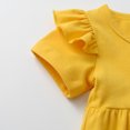 thumbnail image 3 of Infant Baby Girl Clothes Solid Color Short Sleeve Ruffle Tops Pants Headband Outfits Set (12-18 Months, Yellow), 3 of 6
