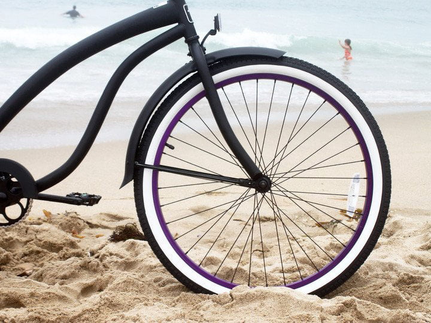 Firmstrong Bella Fashionista, 26", Women's, Single Speed, Matte Black/Purple