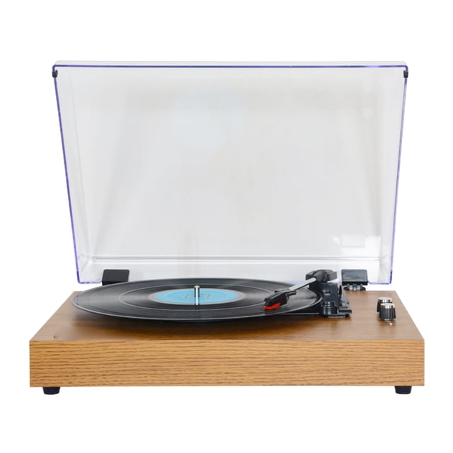 Portable Retro Record Player LP Turntable Portable Record Player Vintage Gramophone 3-Speed BT5.0 Wireless Speakers Line In Line Out Headphone Out