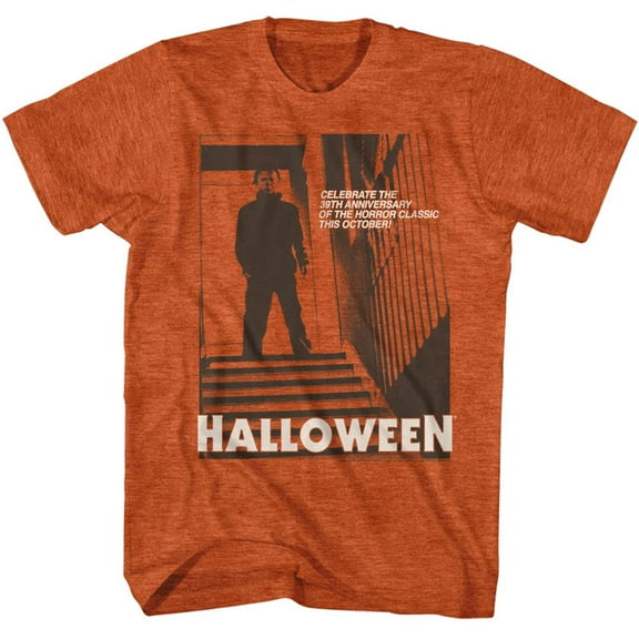 Halloween Stairs Orange Heather Adult T-Shirt