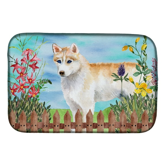 Siberian Husky Spring Dish Drying Mat