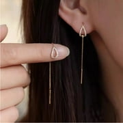 BOSHG Cz Teardrop Threader Earrings Long Tassel Threader Dangle Earrings Gold Bar Threader Chain Earrings Crystal Tassel Threader Earrings Jewelry for Women and Girls