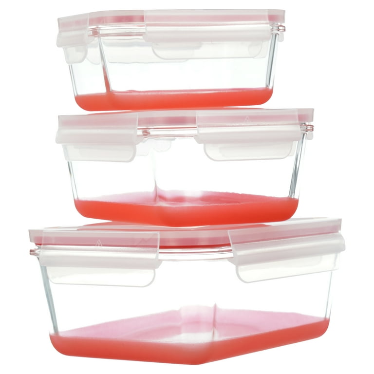 Phantom Chef Set of 3 Glass Nestable Food Storage Containers with Lid 2  Cup, 4 Cup, 7.3 Cup – Red - AliExpress