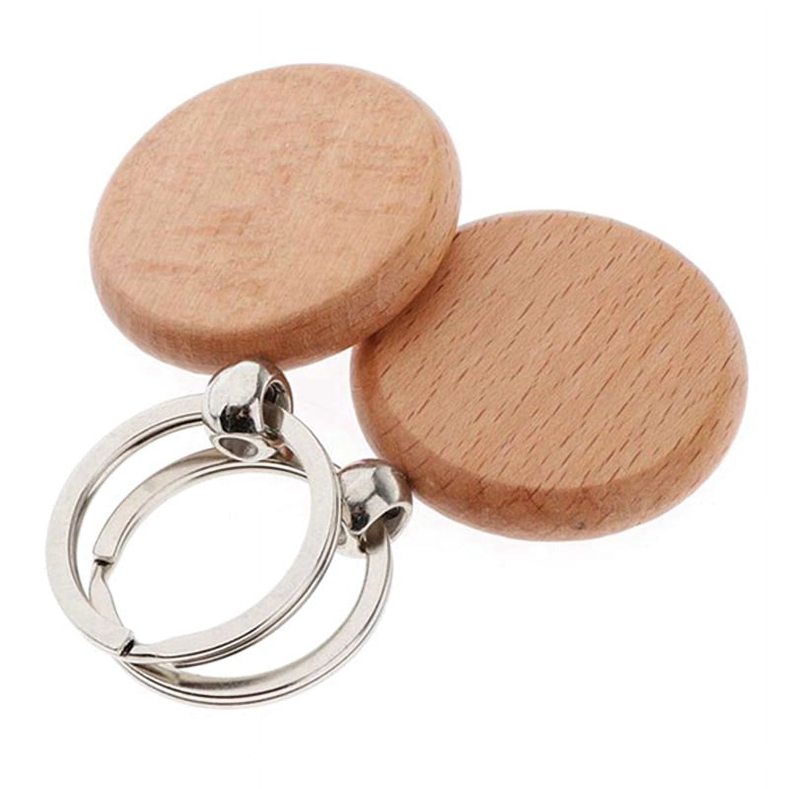 80 Pcs Blank Wooden Keychain Personalized Round Engraving Key DIY Wood Keychains Key Tags Can Engrave DIY Gifts