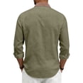thumbnail image 7 of COMVALUE Men's Linen Shirt Long Sleeve Button Down Collar with Contrast Placket Regular Fit Casual Beach Tops (Army Green, L), 7 of 7