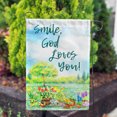 thumbnail image 3 of America Forever Smile God Loves You Garden Flag 12.5 x 18 inch Religious Christian Faith Motivational Double Sided Tulip Sunflower Floral Yard Outdoor Decorative Inspirational Quote Positive Flag, 3 of 5