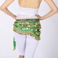 thumbnail image 2 of Hip Scarf Scarves Wrap Sash Skirts Belt with Beads Coins for Cabaret Folk Green, 2 of 4