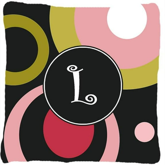 Monogram L Retro In Black Indoor & Outdoor Fabric Decorative Pillow