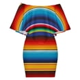 thumbnail image 6 of Mexican Serape Women's Off The Shoulder Ruffles Summer Wedding Guest Loose Casual Party Beach Dress, 6 of 9