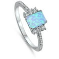 thumbnail image 4 of CHOOSE YOUR COLOR Princess Cut Blue Simulated Opal Clear CZ Promise Ring .925 Sterling Silver White Female Size 9, 4 of 4