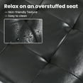 thumbnail image 5 of TUAREX Modern Rattan Desk Chair, 360° Swivel Vanity Chair, Adjustable Height with Wheels, PU Leather Seat & Armrests, Mid-Century Style, Black, 5 of 6