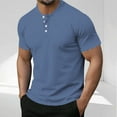 thumbnail image 2 of Men Shirts Fashionable Short Sleeved Button Round Neck Casual Solid Color Everyday Shirts for Men, 2 of 5