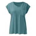 thumbnail image 3 of Blue Women's Short Sleeve T-shirt, Short Sleeves V Neck Plain Color Soft Loose Fitting Summer T Shirts Women,Women's Short sleeve T-shirt S, 3 of 6