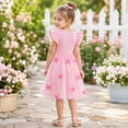 thumbnail image 4 of IPIO Girls Pink Butterfly Tulle Dress, Flutter Sleeve Bow Princess Party Dress for Birthday Wedding, 4 of 7