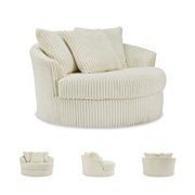 Signature Design by Ashley Lindyn Oversized Swivel Fabric Accent Chair in Ivory