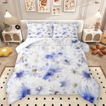 Homewish Daisy Flowers Bedding Comforter Set 2pcs for Female Men Adults,Abstract Gradient Blossoms Twin Comforter Sets Microfiber,Spring Garden Breathable Bedding Set,Breathable Home Decor