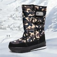 thumbnail image 2 of Womens Mens Mid Calf Snow Boots Fleece Lined Winter Warm Platform Winter Boots Waterproof Non Slip Hiking Work Shoes Gray Size 7.5, 2 of 7