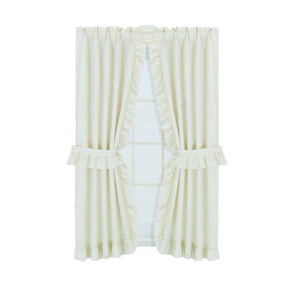 Better Home Fabric Window Curtain 36" x 54" Ivory With Tie Backs and Hooks
