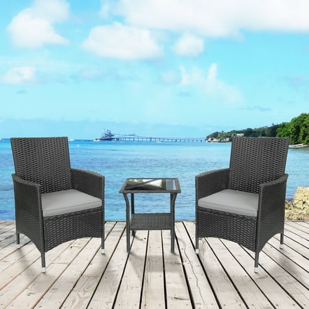 Resin Patio Furniture Cleaner TKOOFN 3-Piece Weather-Resistant Resin Patio Bistro Conversation Furniture Set w/ Side Table, 2 Armchairs ()