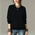 thumbnail image 6 of ClodeEU Women's Crew Neck Long Sleeve Sweatshirt,Casual Loose Fit Pullover Top Black,Women's Plus M, 6 of 9