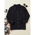 thumbnail image 6 of Jean Jacket for Women Distressed Long Sleeve Oversized Denim Trucker Jackets Coat Black L, 6 of 9